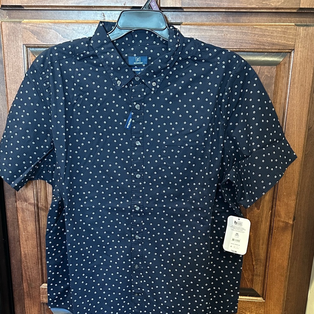 George Navy Polka Dot Button-Down Shirt
